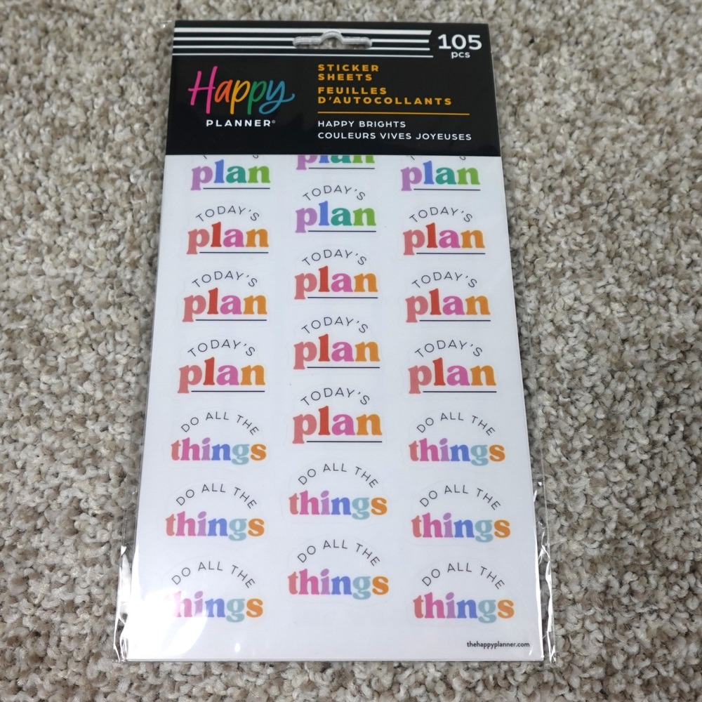 Happy Planner Happy Brights Sticker Sheets 105 Pieces 5 Sheets SP4HS-065 NEW